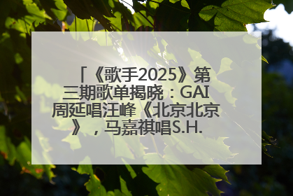 《歌手2025》第三期歌单揭晓：GAI周延唱汪峰《北京北京》，马嘉祺唱S.H.E《你曾是少年》