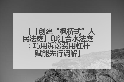 「创建“枫桥式”人民法庭」印江合水法庭：巧用诉讼费用杠杆 赋能先行调解
