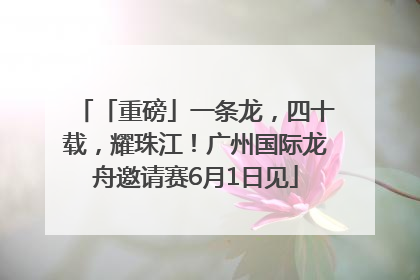 「重磅」一条龙，四十载，耀珠江！广州国际龙舟邀请赛6月1日见