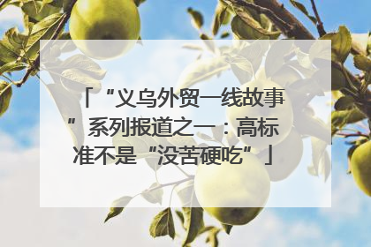 “义乌外贸一线故事”系列报道之一：高标准不是“没苦硬吃”