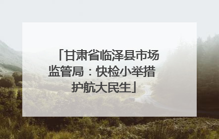 甘肃省临泽县市场监管局：快检小举措 护航大民生