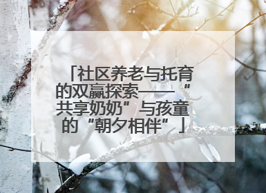 社区养老与托育的双赢探索——“共享奶奶”与孩童的“朝夕相伴”