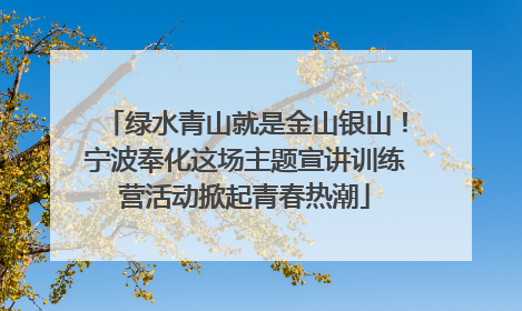 绿水青山就是金山银山！宁波奉化这场主题宣讲训练营活动掀起青春热潮