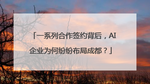 一系列合作签约背后，AI企业为何纷纷布局成都？