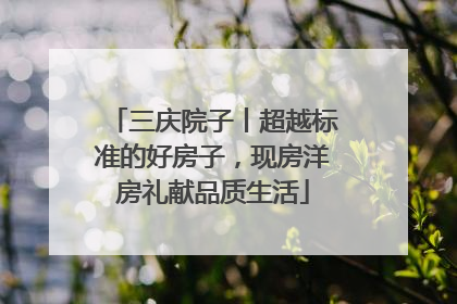 三庆院子丨超越标准的好房子，现房洋房礼献品质生活