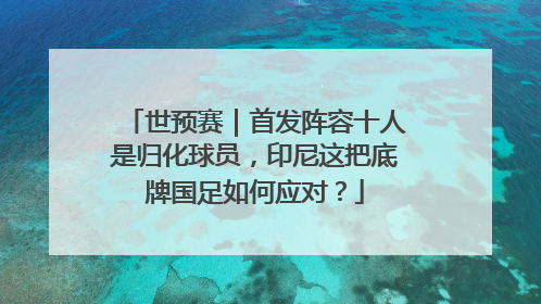 世预赛｜首发阵容十人是归化球员，印尼这把底牌国足如何应对？