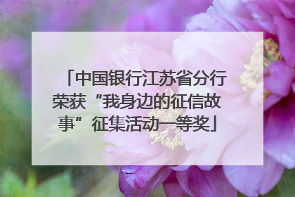 中国银行江苏省分行荣获“我身边的征信故事”征集活动一等奖