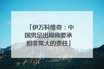 伊万科维奇：中国男足出局我要承担非常大的责任