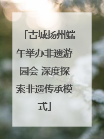古城扬州端午举办非遗游园会 深度探索非遗传承模式