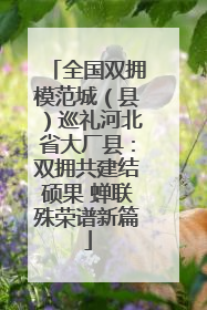 全国双拥模范城（县）巡礼河北省大厂县：双拥共建结硕果 蝉联殊荣谱新篇
