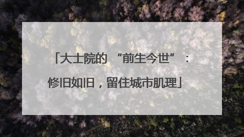 大士院的 “前生今世”：修旧如旧，留住城市肌理
