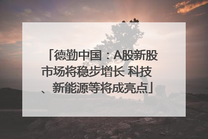 德勤中国：A股新股市场将稳步增长 科技、新能源等将成亮点