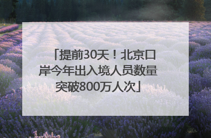 提前30天！北京口岸今年出入境人员数量突破800万人次