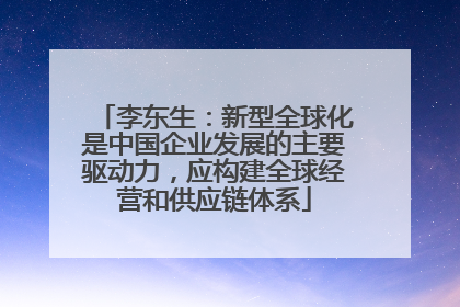 李东生：新型全球化是中国企业发展的主要驱动力，应构建全球经营和供应链体系