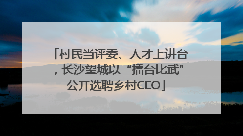 村民当评委、人才上讲台，长沙望城以“擂台比武” 公开选聘乡村CEO