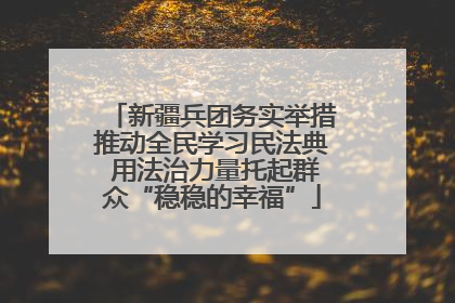新疆兵团务实举措推动全民学习民法典 用法治力量托起群众“稳稳的幸福”