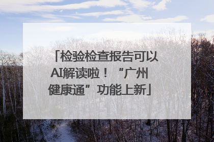 检验检查报告可以AI解读啦！“广州健康通”功能上新