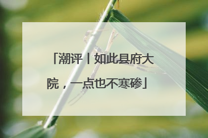 潮评丨如此县府大院，一点也不寒碜
