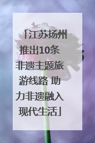 江苏扬州推出10条非遗主题旅游线路 助力非遗融入现代生活