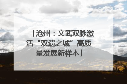 沧州：文武双脉激活“双遗之城”高质量发展新样本