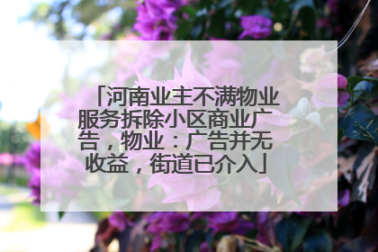 河南业主不满物业服务拆除小区商业广告，物业：广告并无收益，街道已介入