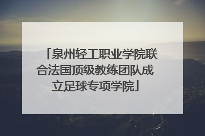 泉州轻工职业学院联合法国顶级教练团队成立足球专项学院