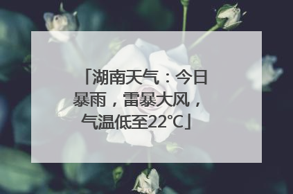 湖南天气：今日暴雨，雷暴大风，气温低至22℃