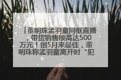 董明珠孟羽童同框直播，带货销售额高达500万元！创5月来最佳，董明珠称孟羽童离开时“犯了很大的错”