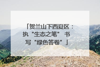 贺兰山下西夏区：执“生态之笔” 书写“绿色答卷”