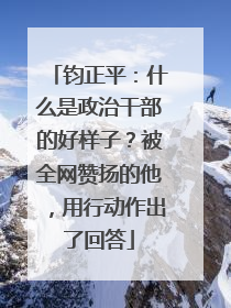 钧正平：什么是政治干部的好样子？被全网赞扬的他，用行动作出了回答