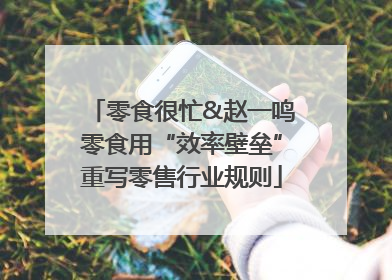 零食很忙&赵一鸣零食用“效率壁垒”重写零售行业规则