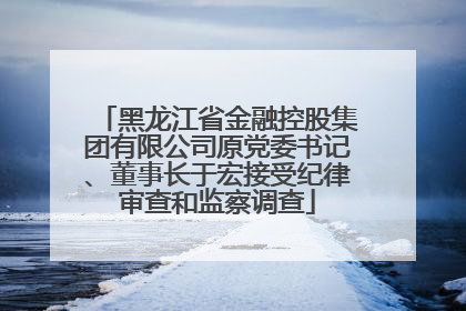 黑龙江省金融控股集团有限公司原党委书记、董事长于宏接受纪律审查和监察调查