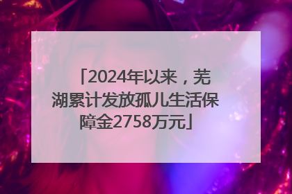 2024年以来，芜湖累计发放孤儿生活保障金2758万元