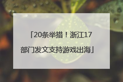 20条举措！浙江17部门发文支持游戏出海